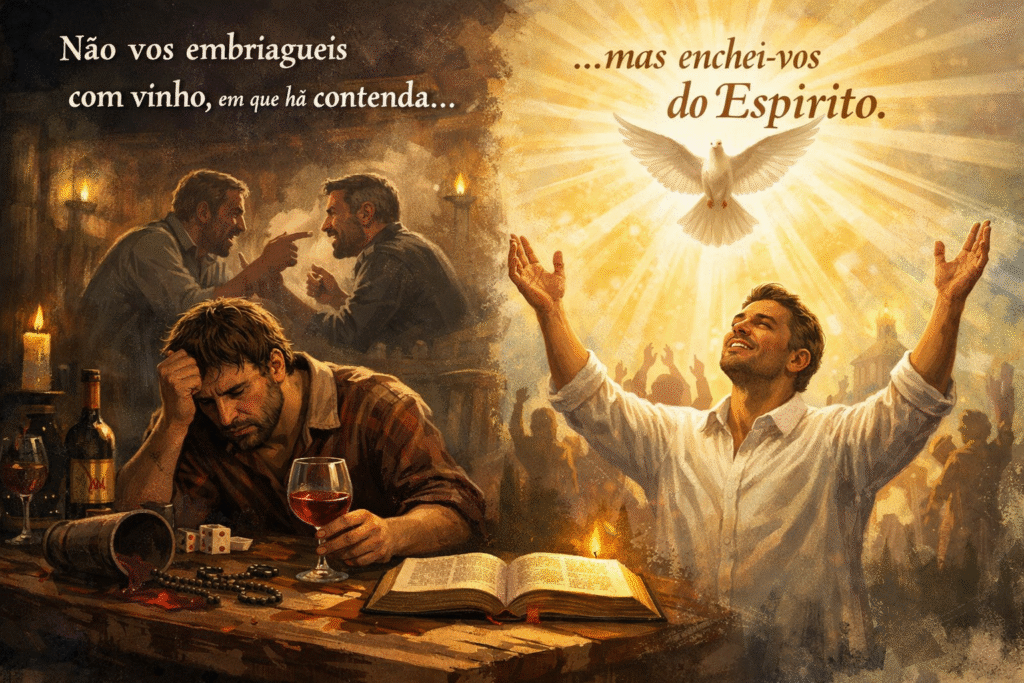 Não vos embriagueis com vinho… mas enchei-vos do Espírito” — um chamado à sobriedade da alma